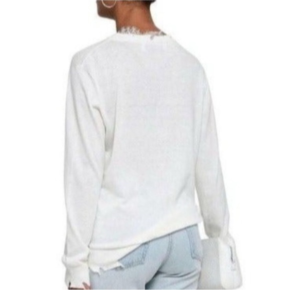 IRO Ivory white Distressed Boho Lace Sweater M - Picture 4 of 7